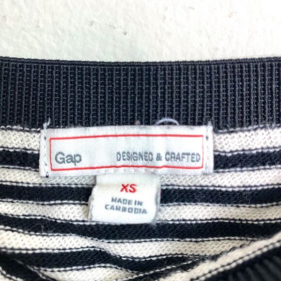 GAP WOMENS CASUAL SLIT MIDI SKIRT BLACK & WHITE STRIPED XS - Picture 2 of 9